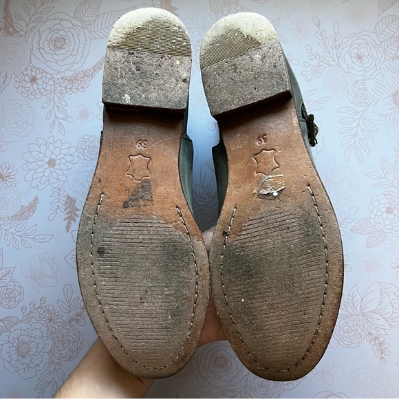 Free People Emerald Green Leather Cut Out Ankle Strap Boots Sz EU 39 or US 8 - Picture 4 of 10